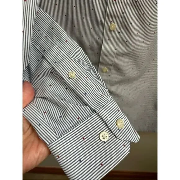 Banana Republic M men’s non iron slim fit button down red white grey/blue speckl - Picture 4 of 8
